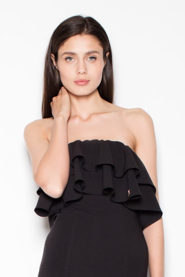 Black Long Dress in Evening Dresses with Spandex, Polyester and Viscose
