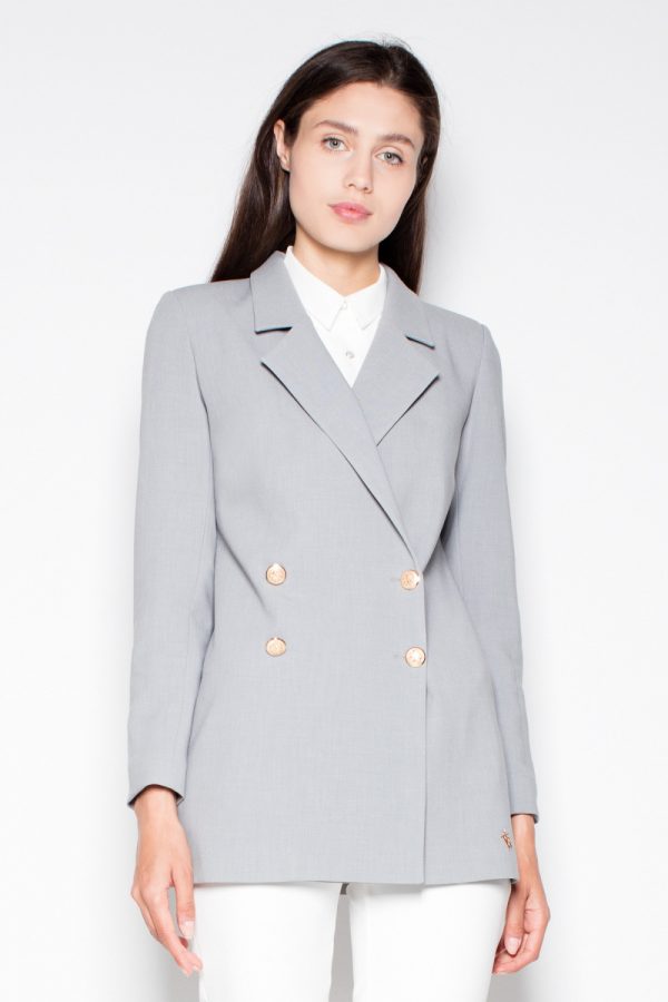 Grey Jacket in Jackets, Vests For Women with Spandex, Polyester and Viscose