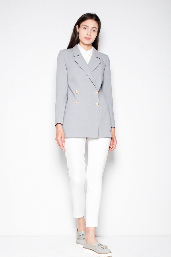 Grey Jacket in Jackets, Vests For Women with Spandex, Polyester and Viscose