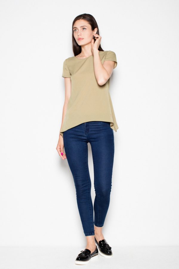 Green Blouse in Women`s Blouses, Tunics with Spandex, Polyester and Viscose