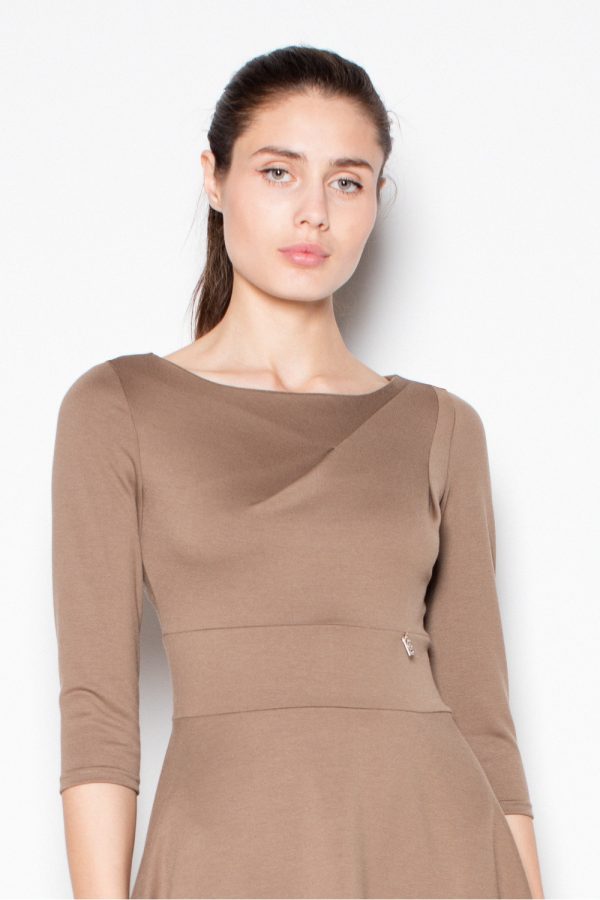 Brown Daydress in Day Dresses with Spandex, Polyester and Viscose