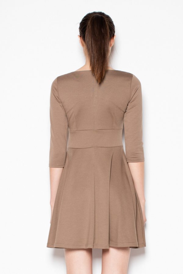 Brown Daydress in Day Dresses with Spandex, Polyester and Viscose