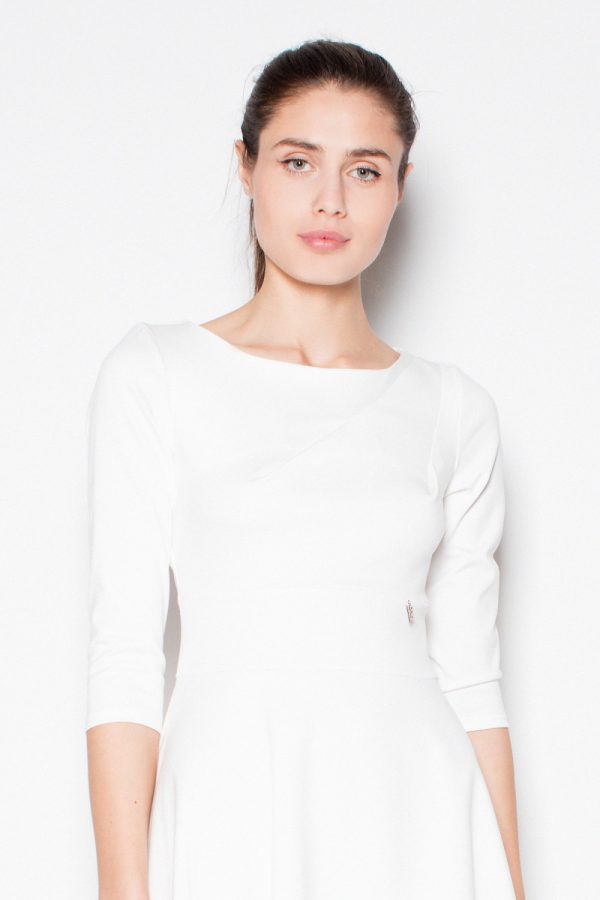Beige Daydress in Day Dresses with Spandex, Polyester and Viscose