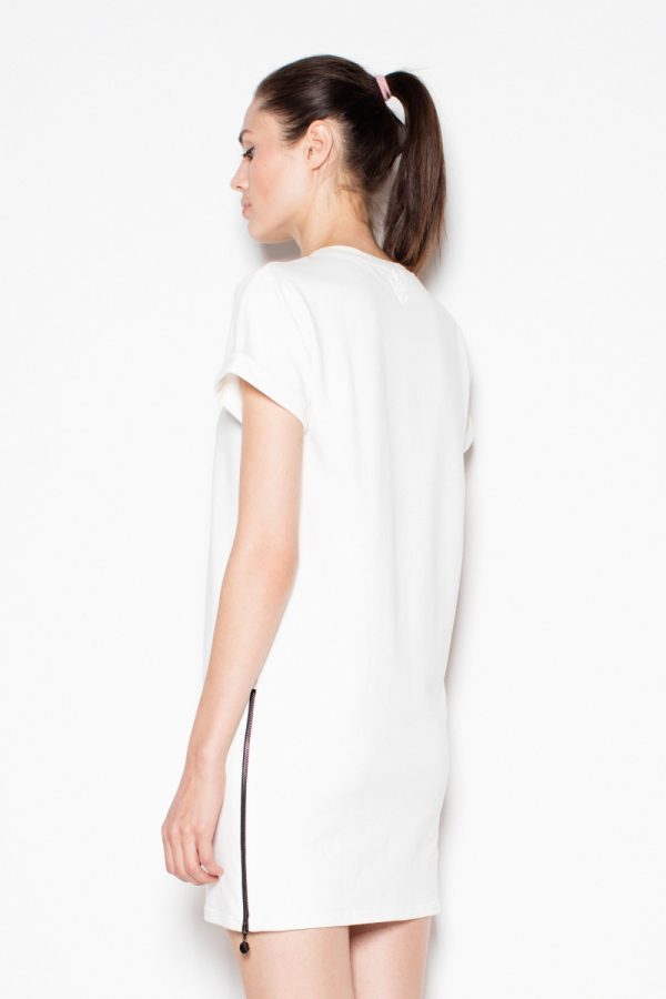 Beige Daydress in Day Dresses with Cotton and Spandex