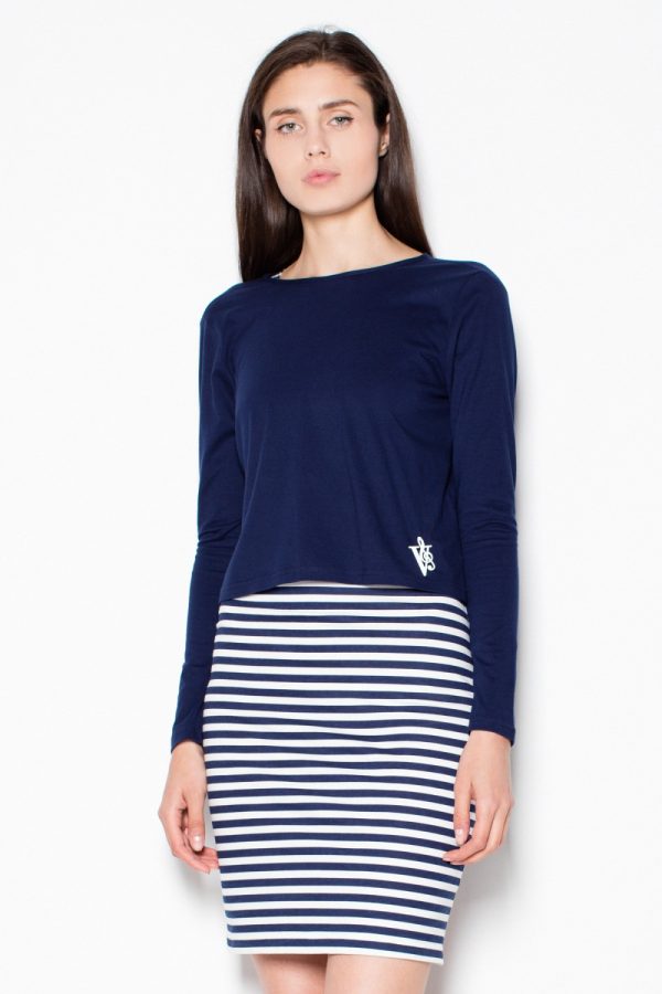 Navy Blue Daydress in Day Dresses with Cotton and Polyester