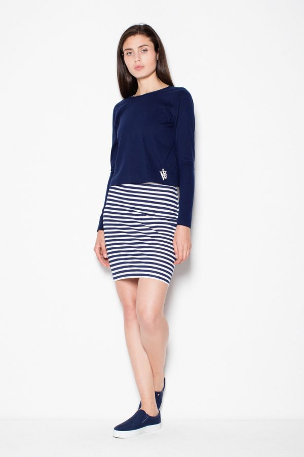 Navy Blue Daydress in Day Dresses with Cotton and Polyester