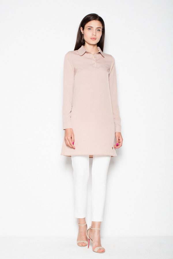 Beige Blouse in Women`s Blouses, Tunics with Spandex, Polyester and Viscose