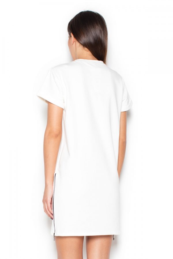 Beige Daydress in Day Dresses with Cotton and Spandex