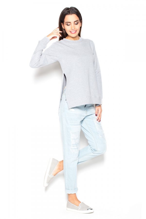Grey Blouse in Women`s Blouses, Tunics with Cotton and Spandex