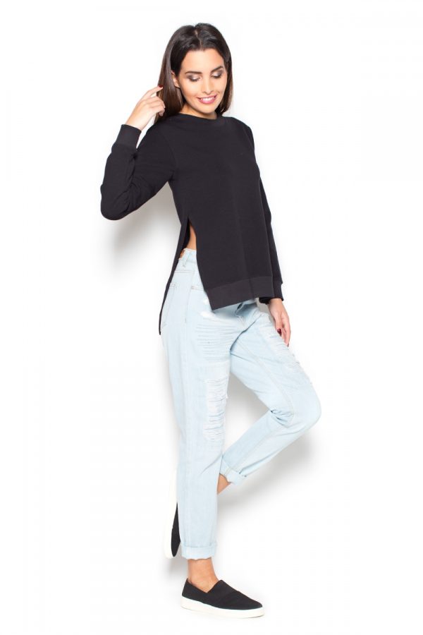 Black Blouse in Women`s Blouses, Tunics with Cotton and Spandex