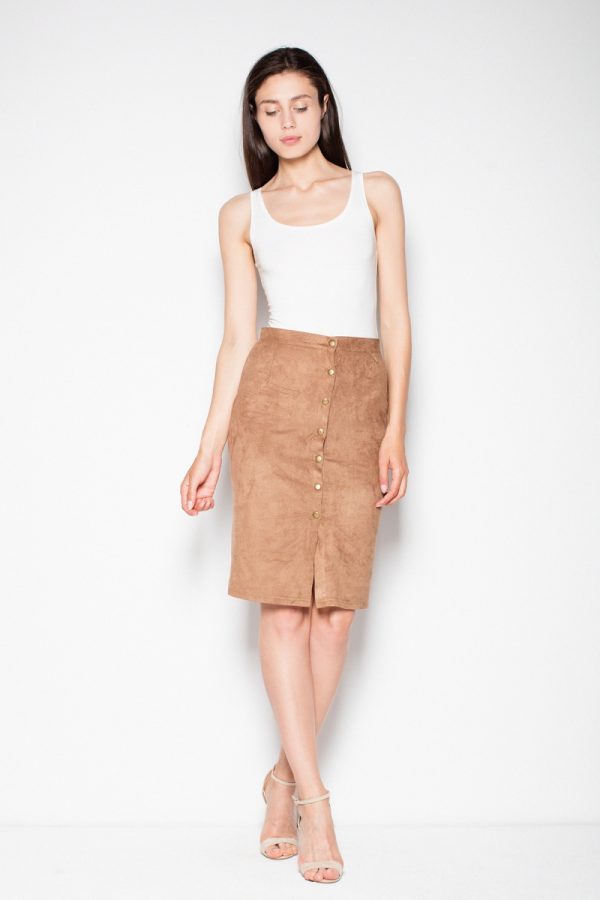 Brown Skirt in Skirts with Spandex and Polyester