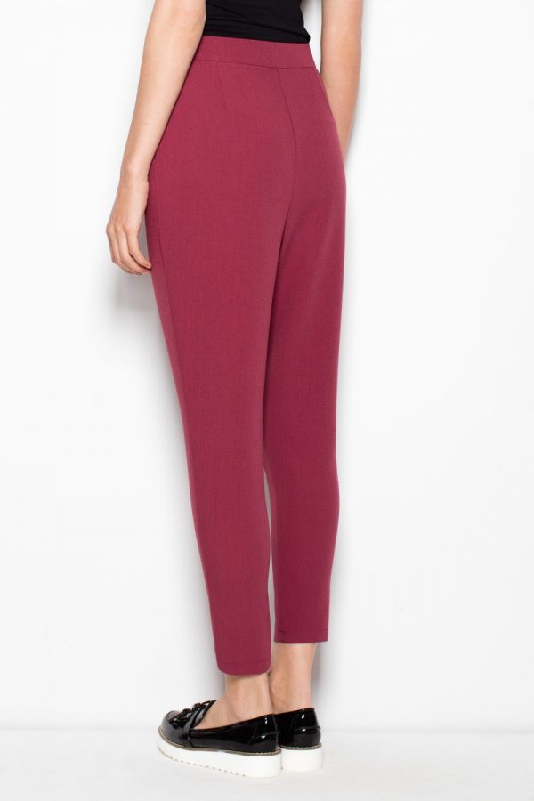 Red Women Trousers in Casual Pants For Women with Spandex, Polyester and Viscose