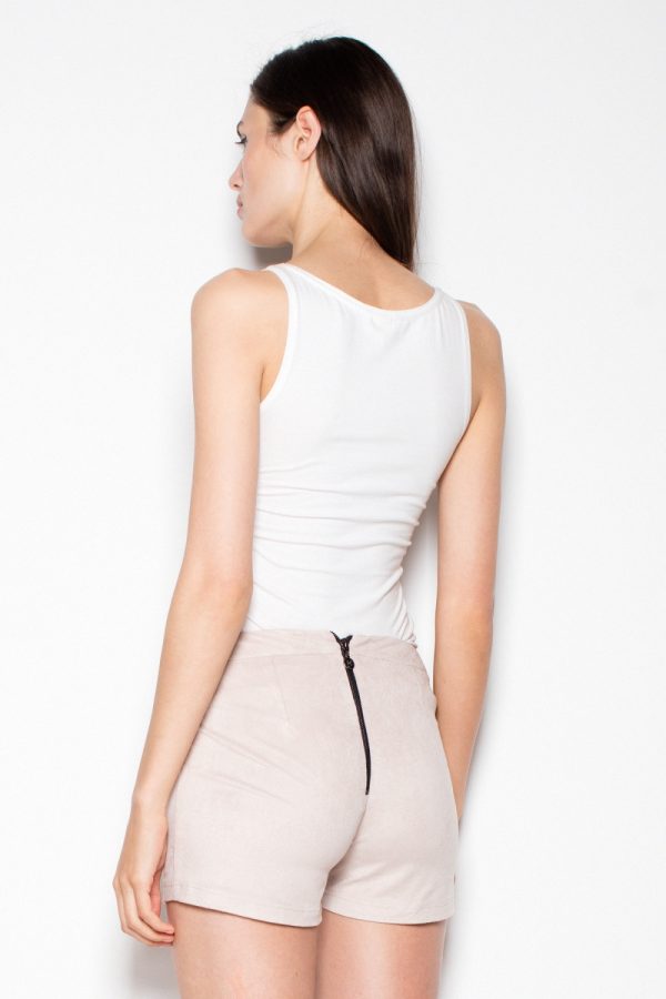Beige Shorts in Shorts For Women, Crop Pants with Spandex and Polyester