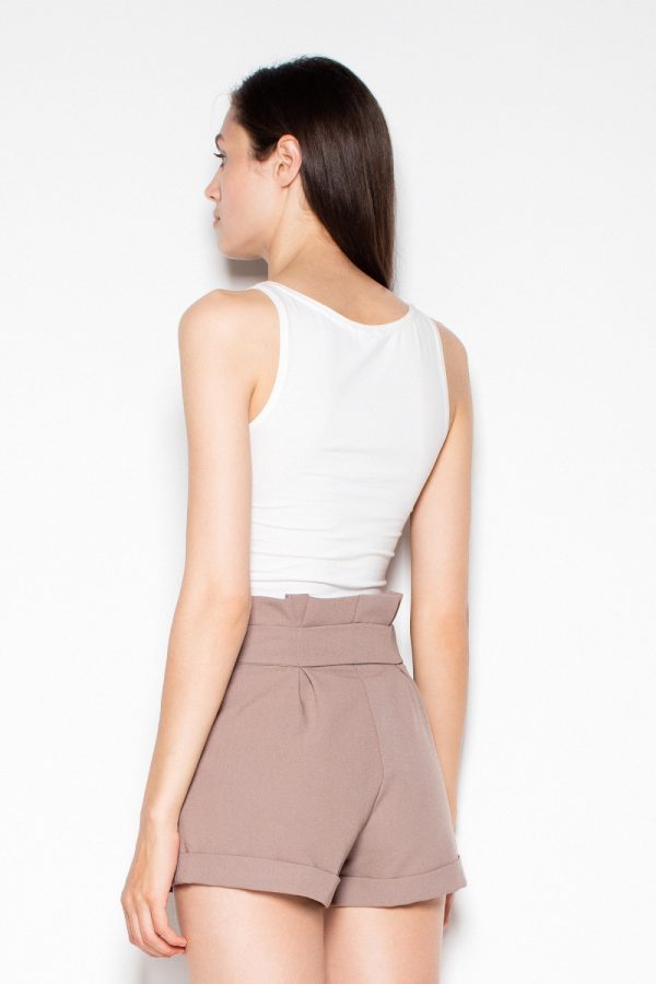 Beige Shorts in Shorts For Women, Crop Pants with Spandex, Polyester and Viscose