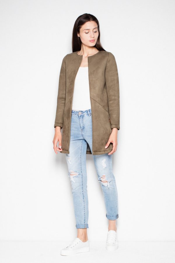 Green Coat in Women`s Coats, Jackets with Spandex and Polyester