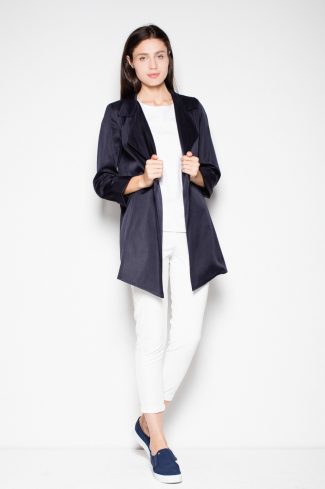 Navy Blue Coat in Women`s Coats, Jackets with Spandex and Polyester