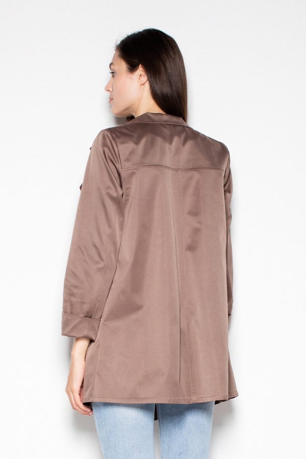 Brown Coat in Women`s Coats, Jackets with Spandex and Polyester