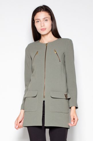 Green Coat in Women`s Coats, Jackets with Spandex, Polyester and Viscose