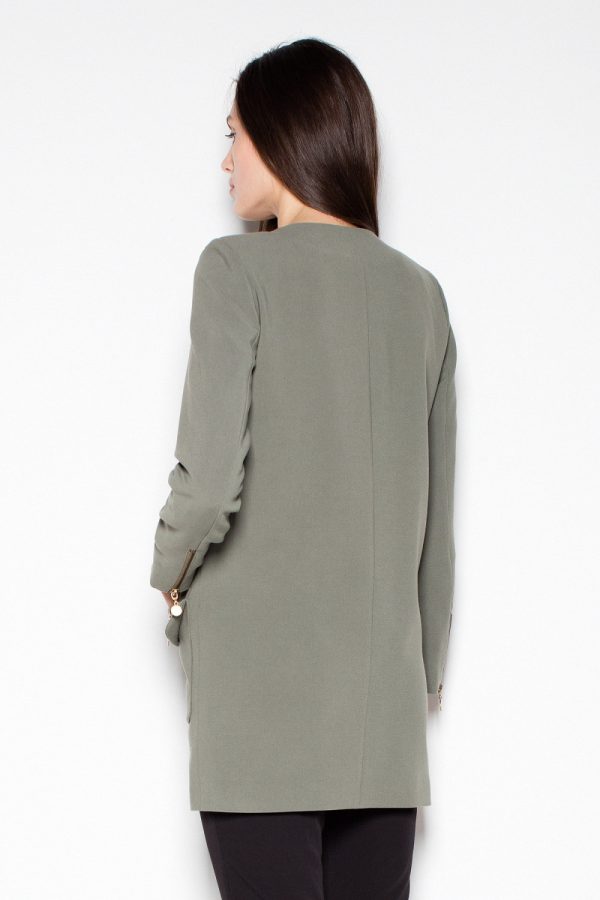 Green Coat in Women`s Coats, Jackets with Spandex, Polyester and Viscose