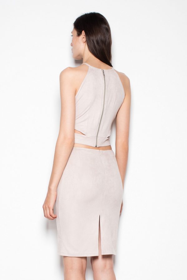 Beige Set in Skirts with Spandex and Polyester