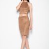 Brown Set in Skirts with Spandex and Polyester