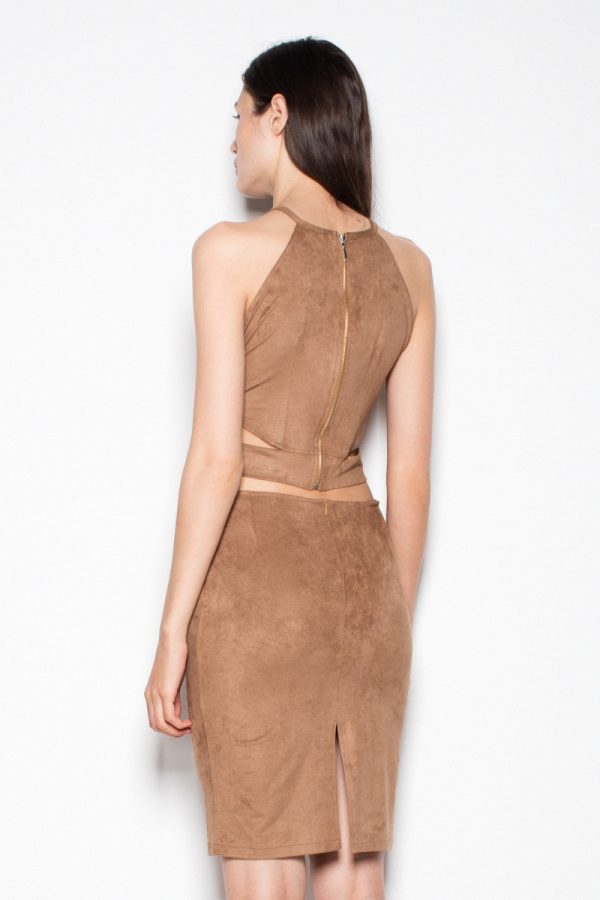 Brown Set in Skirts with Spandex and Polyester