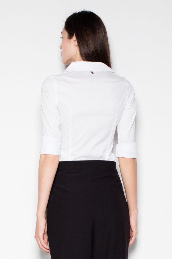 White Long Sleeve Shirt in Shirts For Women with Cotton, Spandex and Nylon