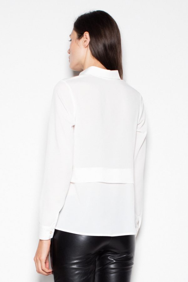 Beige Long Sleeve Shirt in Shirts For Women with Spandex, Polyester and Viscose