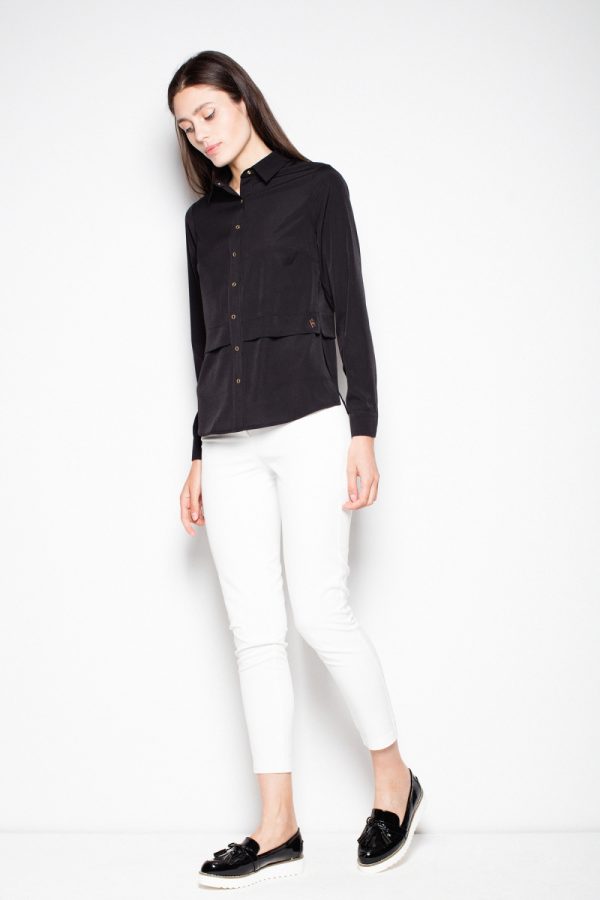 Black Long Sleeve Shirt in Shirts For Women with Spandex, Polyester and Viscose