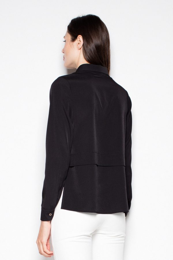 Black Long Sleeve Shirt in Shirts For Women with Spandex, Polyester and Viscose