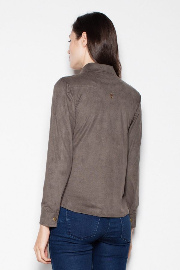 Green Long Sleeve Shirt in Shirts For Women with Spandex and Polyester