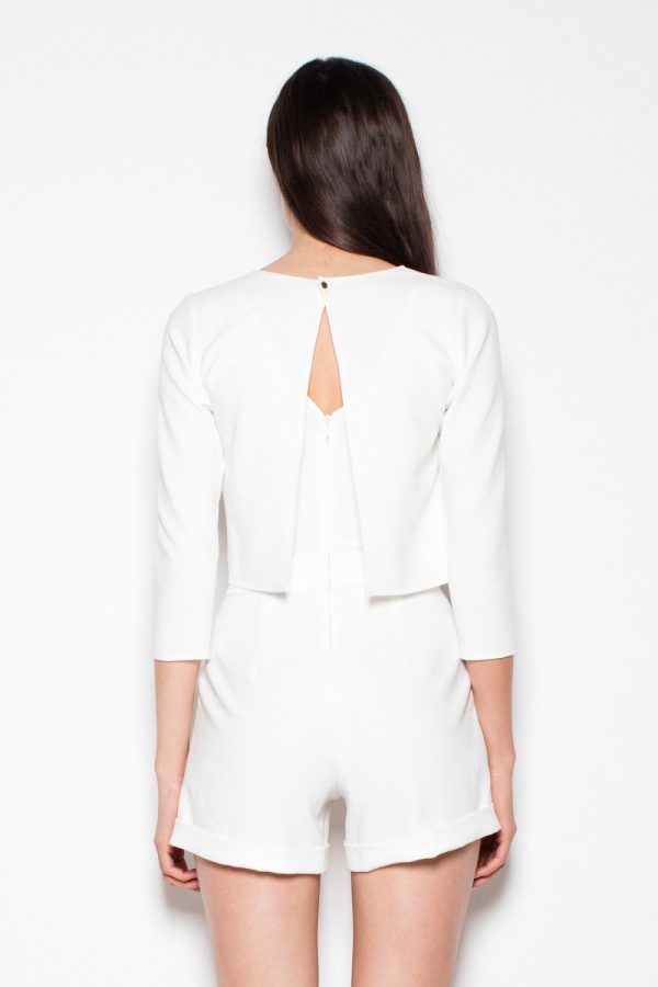 Beige Suit in Playsuits For Women with Spandex, Polyester and Viscose