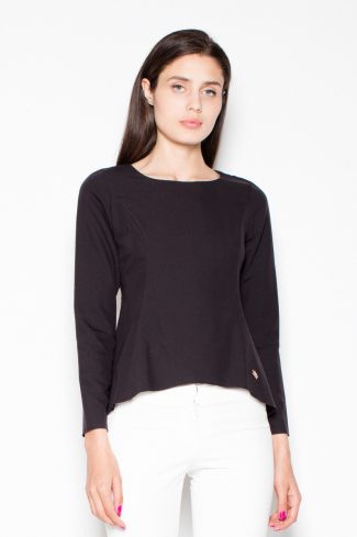 Black Blouse in Women`s Blouses, Tunics with Polyester and Viscose