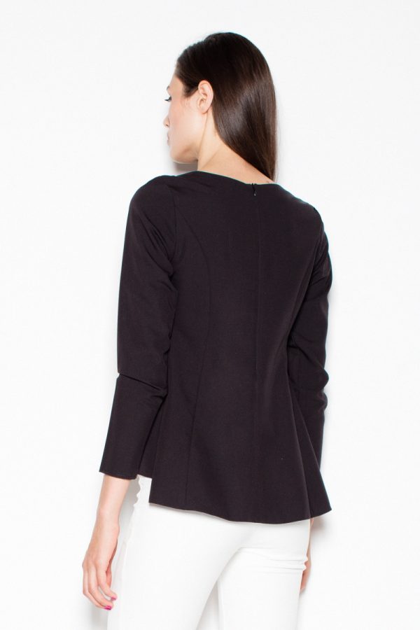 Black Blouse in Women`s Blouses, Tunics with Polyester and Viscose
