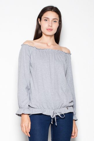 Grey Blouse in Women`s Blouses, Tunics with Cotton and Polyester