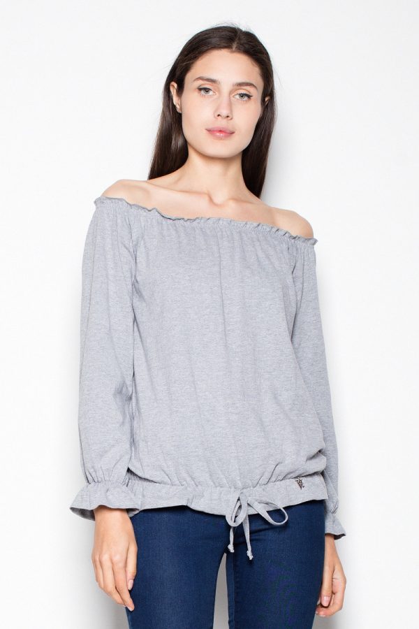 Grey Blouse in Women`s Blouses, Tunics with Cotton and Polyester
