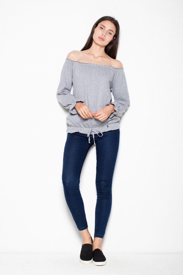 Grey Blouse in Women`s Blouses, Tunics with Cotton and Polyester