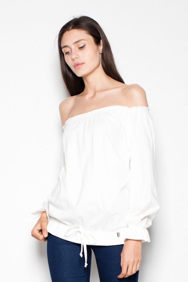 Beige Blouse in Women`s Blouses, Tunics with Cotton and Polyester