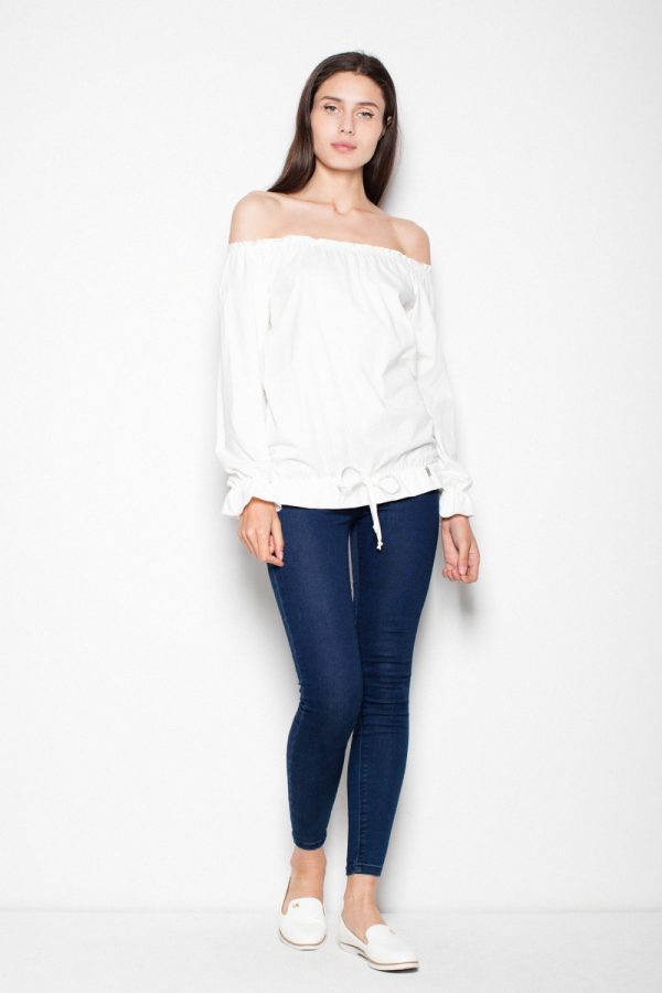 Beige Blouse in Women`s Blouses, Tunics with Cotton and Polyester