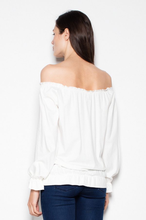 Beige Blouse in Women`s Blouses, Tunics with Cotton and Polyester