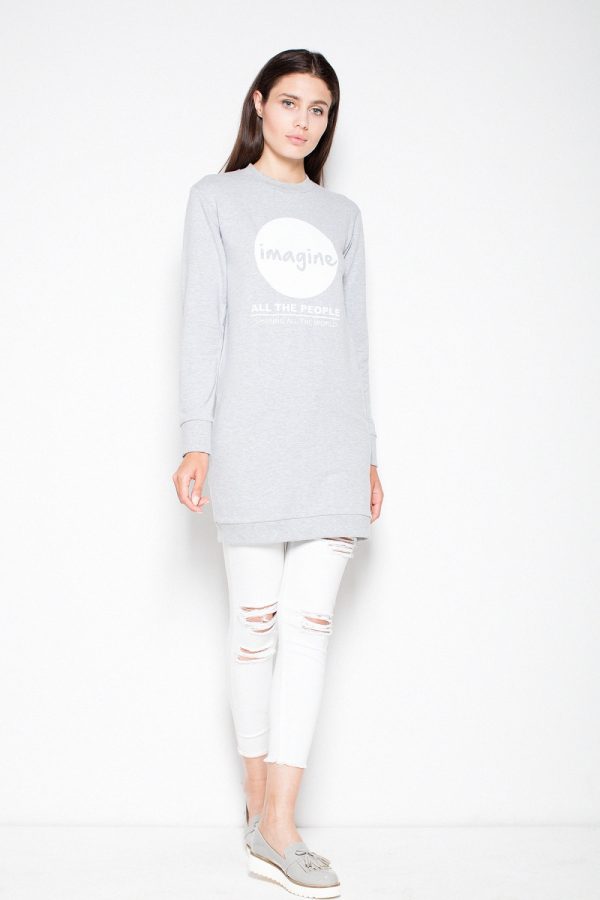 Grey Sweatshirt in Sweatshirts For Women with Cotton and Spandex