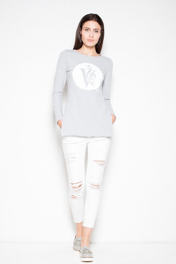 Grey Sweatshirt in Sweatshirts For Women with Cotton and Spandex