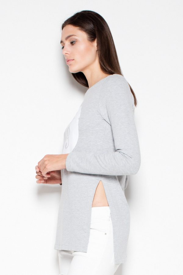 Grey Sweatshirt in Sweatshirts For Women with Cotton and Spandex
