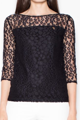 Black Blouse in Women`s Blouses, Tunics with Spandex and Polyester