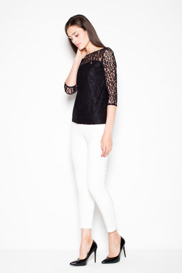 Black Blouse in Women`s Blouses, Tunics with Spandex and Polyester