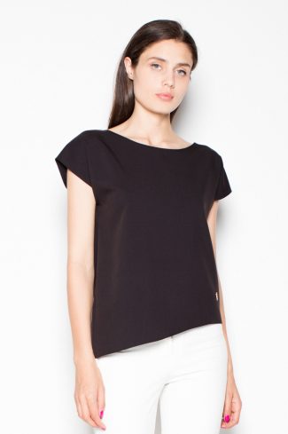 Black Blouse in Women`s Blouses, Tunics with Polyester and Viscose