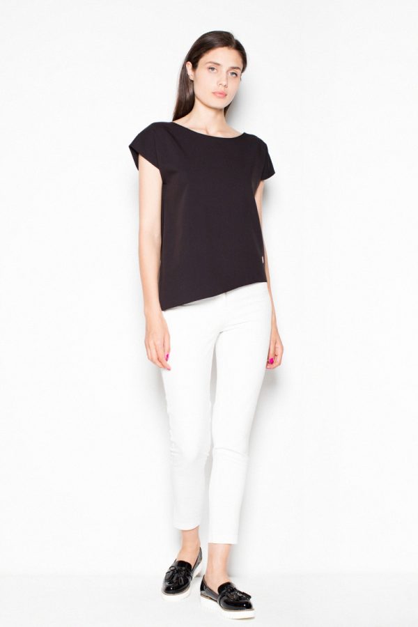 Black Blouse in Women`s Blouses, Tunics with Polyester and Viscose
