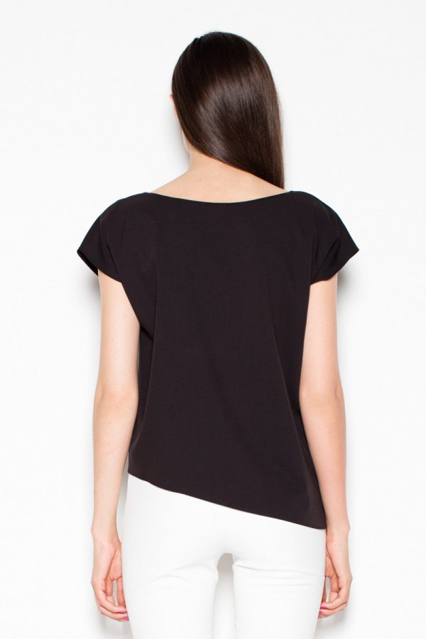 Black Blouse in Women`s Blouses, Tunics with Polyester and Viscose