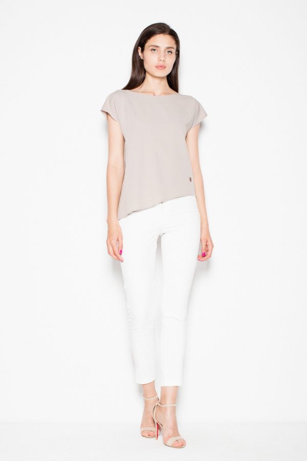 Beige Blouse in Women`s Blouses, Tunics with Polyester and Viscose