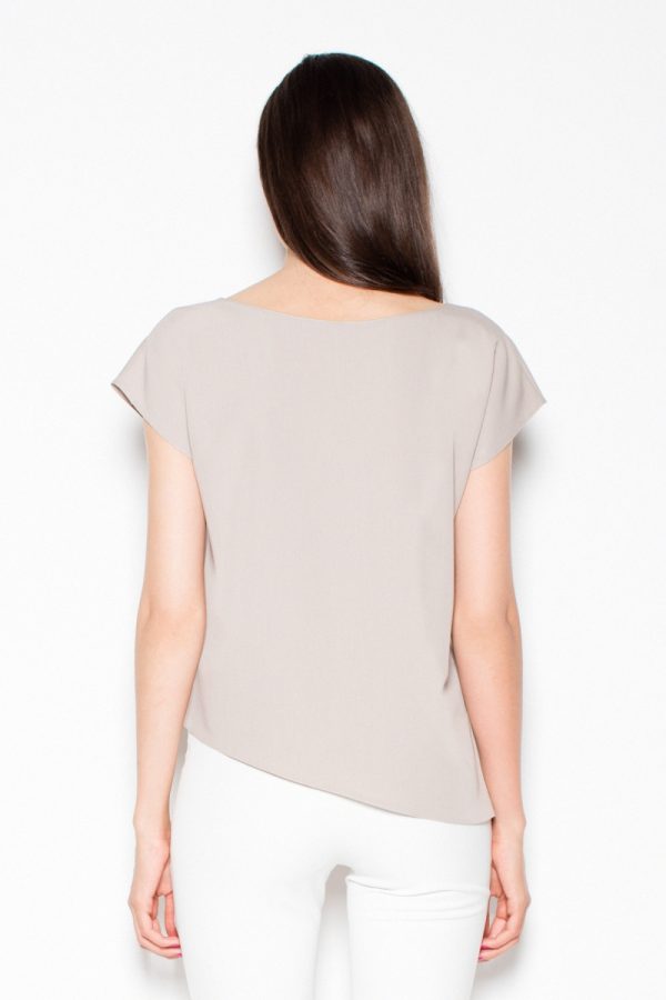 Beige Blouse in Women`s Blouses, Tunics with Polyester and Viscose